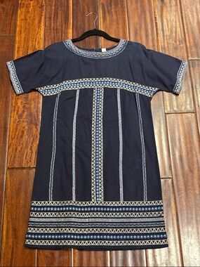Uncle Frank Navy Blue Embroidered Mini Dress